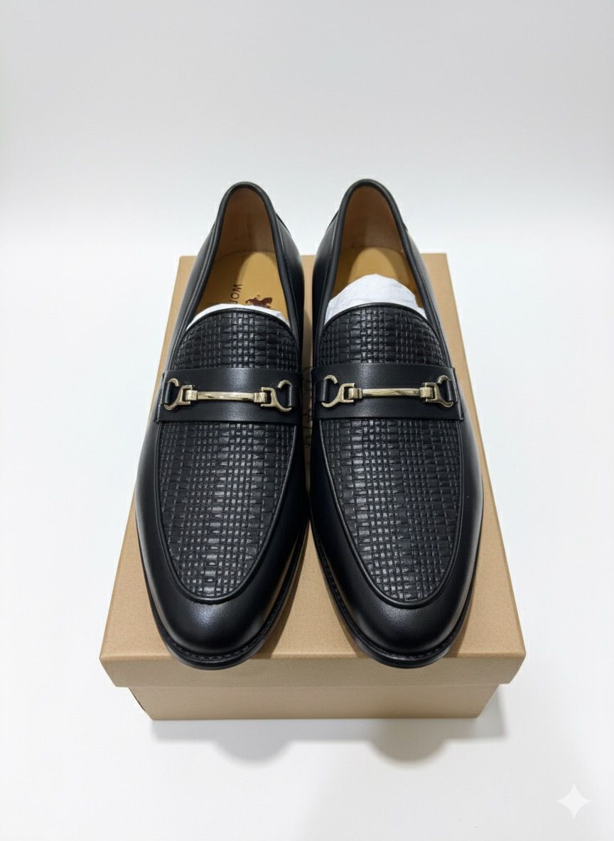 John Foster Laceless Leather Men’s Official Shoes – Black | Premium Quality | Ghana
